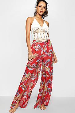 Boohoo Delia Split Leg Beach Trousers