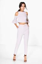 Boohoo Sarah Woven Tailored Trouser Grey