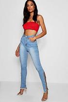 Boohoo Tall Maddie Chain Lace Up Side Skinny Jeans