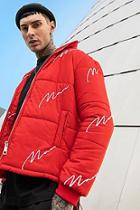 Boohoo Man Embroidered Script Puffer