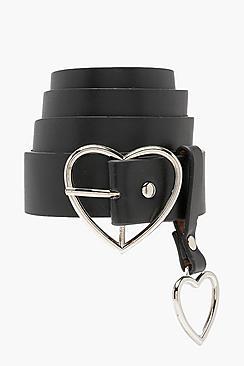 Boohoo Grace Heart Buckle And Charm Detail Belt