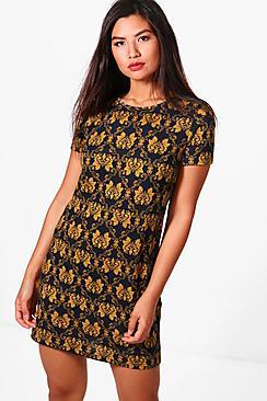 Boohoo Mandy Paisley Brushed Knit Shift Dress