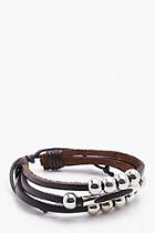 Boohoo Brown Leather Bracelet With Beads