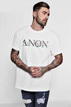 Boohoo Oversized Anon Slogan Floral Print T-shirt