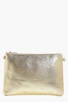 Boohoo Molly Metallic Zip Top Clutch Bag