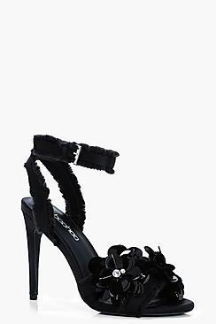 Boohoo Jessica Embellished Satin 2 Part Heels