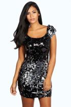 Boohoo Harper Woven Two Tone Sequin Bodycon Dress Pewter