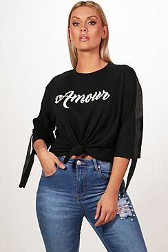 Boohoo Plus Amore Pearl T Shirt