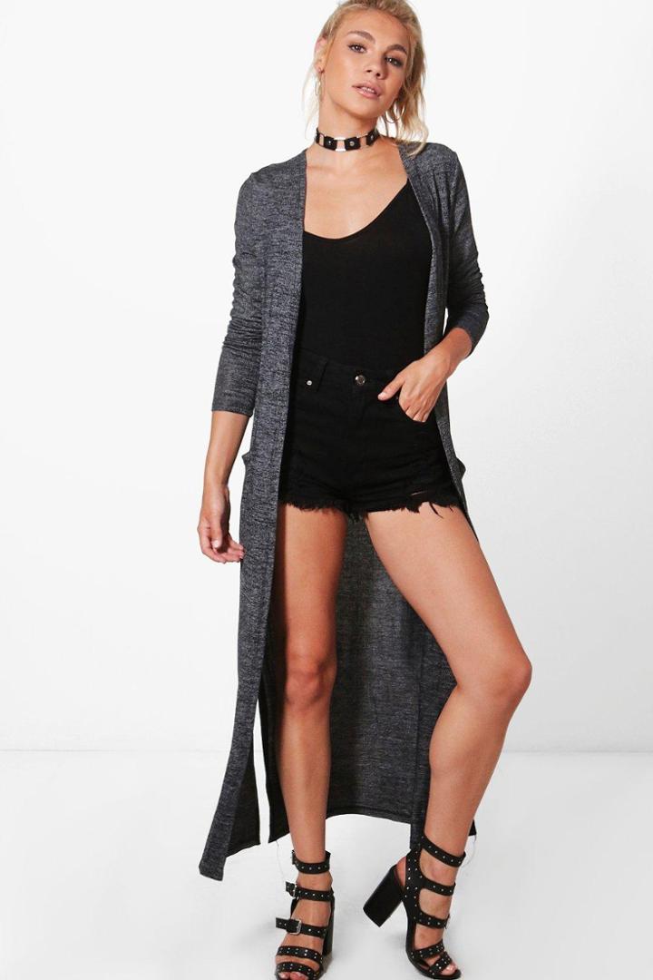 Boohoo Phoebe Maxi Cardigan Charcoal