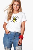 Boohoo Charity Plus Bee Print T Shirt White
