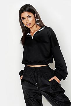 Boohoo Oversized Zip Front Sweater
