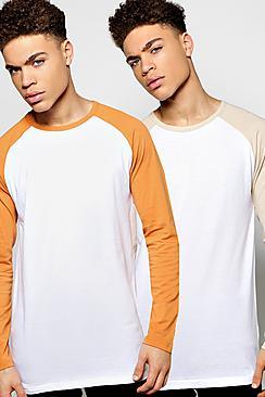 Boohoo 2 Pack Long Sleeve Raglan T Shirts