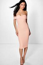 Boohoo Angharad Crepe Off The Shoulder Midi Dress