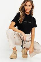 Boohoo Turtle Neck Gram Slogan T-shirt