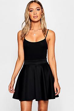 Boohoo Scuba Full Skater Mini Skirt