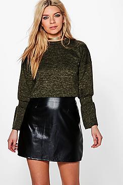 Boohoo Felicity Flare Sleeve Crop Sweat