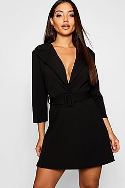 Boohoo Covered Belted Blazer Dress