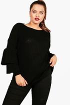 Boohoo Plus Melissa Frill Sleeve Oversized Jumper