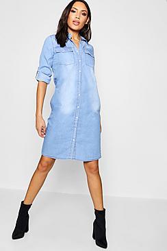 Boohoo Western Denim Midi Dress