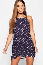 Boohoo Petite Spotted High Neck Shift Dress