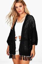 Boohoo Plus Carla Fringe Trim Cardigan