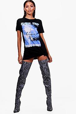 Boohoo Anabella Printed Slashed Back T Shirt Dress