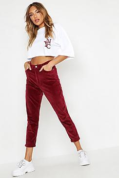 Boohoo High Waist Cord Straight Jeans