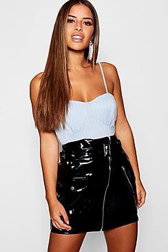 Boohoo Petite High Shine A Line Skirt