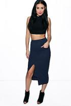 Boohoo Verina Pocket Front Midi Skirt