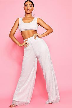 Boohoo Glitter Mesh Trouser