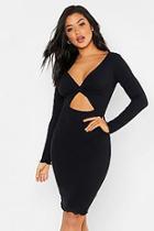Boohoo Washed Pastel Ribbed Wrap Midi Dress