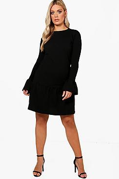 Boohoo Plus Stacey Peplum Hem Dress