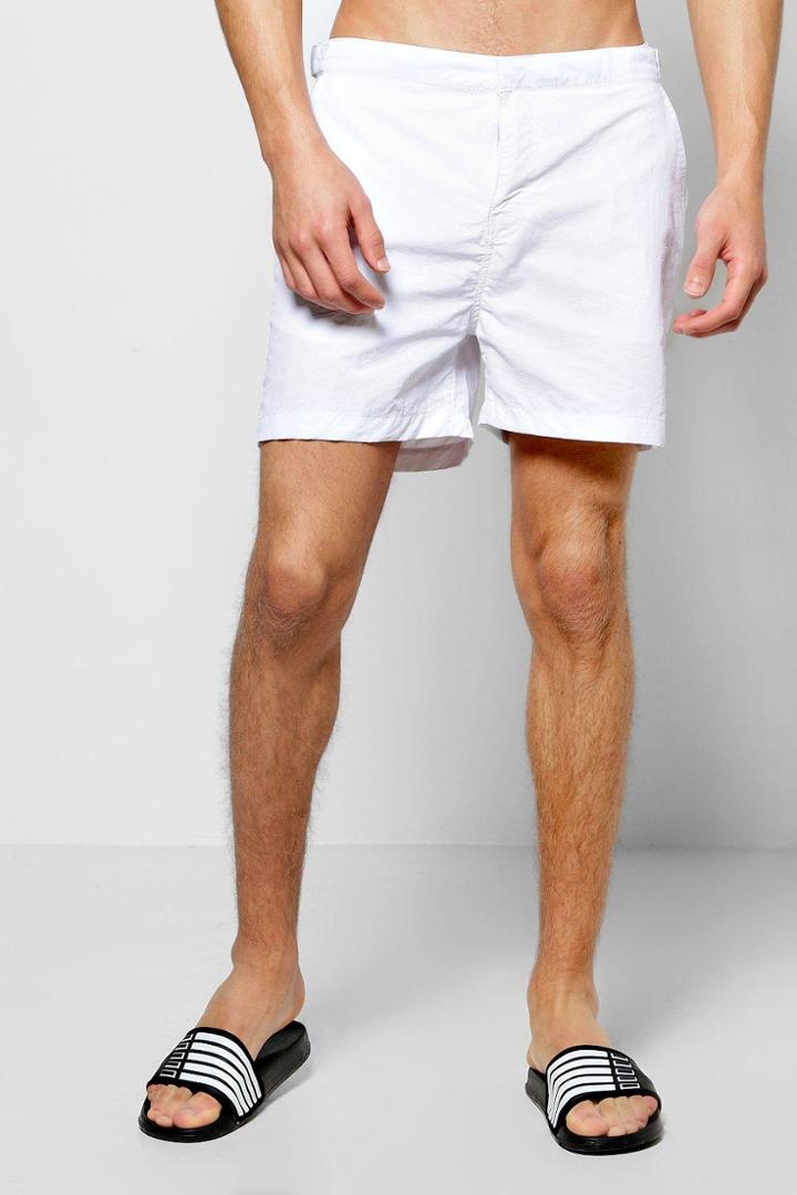 Boohoo Smart Taslan Swim Shorts White