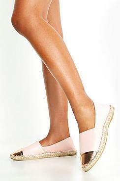 Boohoo Metallic Toe Cap Espadrilles