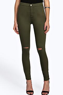 Boohoo Lara Ripped Knee Tube Jeans