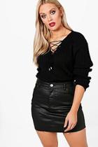 Boohoo Plus Wendy Lace Up Front Jumper