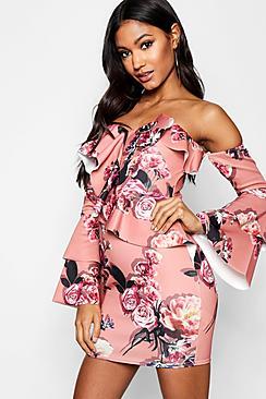 Boohoo Diana Oversize Frill Bodycon Dress