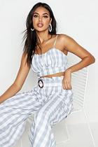 Boohoo Woven Gingham Ruched Crop Top