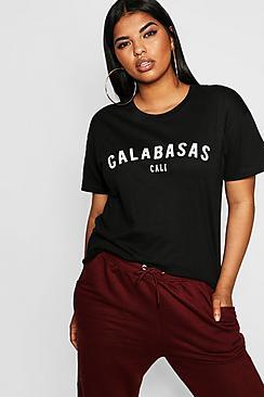 Boohoo Plus Calabasas Slogan T-shirt