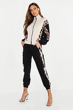Boohoo Woven Leopard Side Trim Jogger