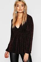 Boohoo Tall Metallic Smock Top