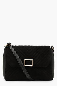 Boohoo Suedette Metal Detail Bucket Cross Body Bag