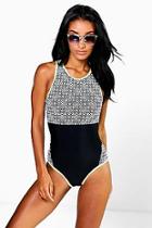 Boohoo Cairo Mono Cross Panelled Swimsuit