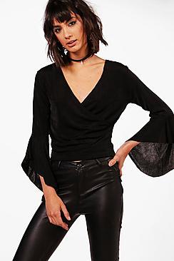 Boohoo Lauren Cross Over Wrap Top