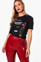 Boohoo Plus Millie 'born To Be Real' Printed Tee