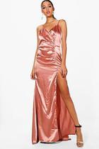 Boohoo Boutique Eve Satin Ruched Maxi Dress