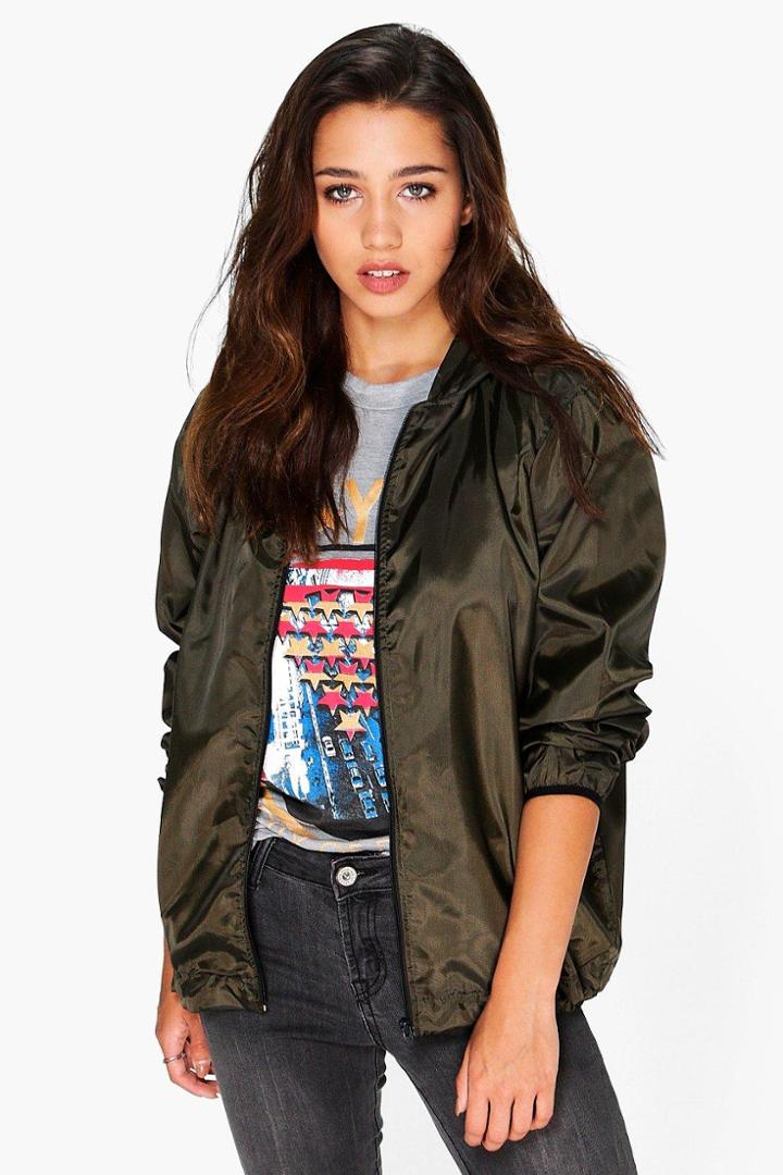 Boohoo Emma Hooded Festival Mac Khaki