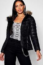 Boohoo Hooded Quilted Coat