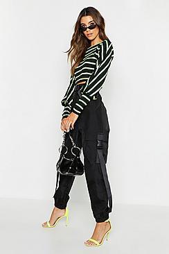 Boohoo Shell Cargo Safety Buckle Trousers