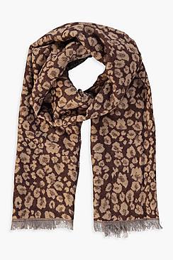 Boohoo Amy Leopard Print Woven Scarf